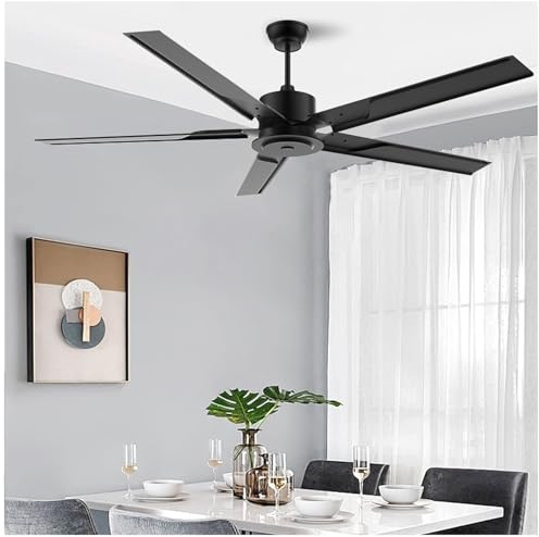 DPAOZPO Large Ceiling Fans, High Velocity Fan, 5-Speed Industrial Ceiling Fan, For Living Room Kitchen, With Remote Control(Black,110cm)