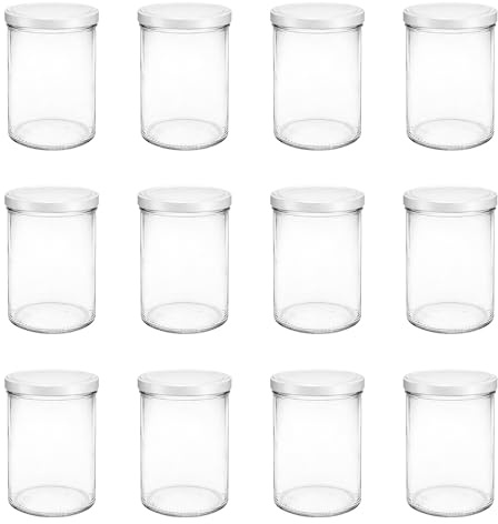 hocz 12x Einmachgläser 435 ml | mit Deckel Weiß TO 82 | leere Gläser mit Schraubdeckel zum befüllen | Sturzgläser, Schraubgläser, Marmeladengläser Set | 12 Stück