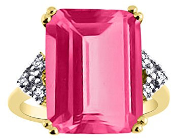 Superbe bague en argent plaqué or jaune avec topaze rose et diamant 40,6 x 30,5 cm