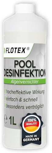 Flotex® Pooldesinfektion 1L - Flüssiges Algizid für Pool I Pool Algenvernichter mit Klareffekt | Algenvernichter Pool | Desinfizierendes Reinigungsmittel gegen Algen