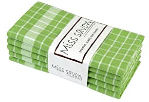 Miss Savon Geschirrtuch Grün - 5er Set Geschirrhandtücher Baumwolle Premium Küchenhandtücher Küchentücher Vintage & Deko Handtücher für die Küche kariert (Grün)