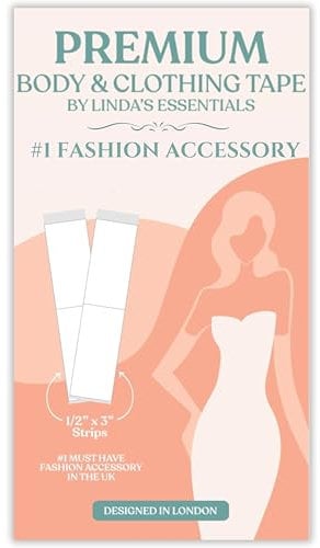 Linda's Essentials Double Sided Body & Clothing Tape (50 Pack) - Transparent Fashion Tape for Clothes, Dress & Body | Suitable for All Fabric Types & Sensitive Skin - Extra Sticky Support