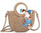Right 20 Sommer Stroh Handtasche Damen Handgewebte Tasche, Sommer Strandtasche Cross Body böhmische handgefertigte Mini Stroh Einkaufstasche Damenhandtasche (Braun)