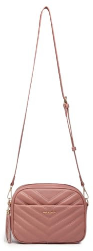 Miss Lulu Sacoche Femme Bandoulière en PU - Sac à Bandoulière Femme Léger avec Texture en V, Idéal pour le Travail, les Voyages et les Sorties