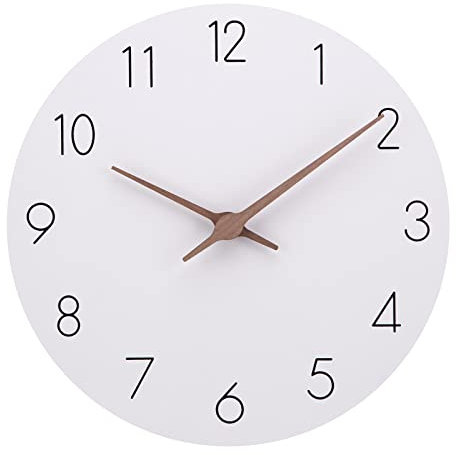 ACCSHINE MDF Holz Wanduhr Ohne TickgeräUsche Lautlos Modern 30cm Quarz Groß Batterie Betriebene Wanduhr Einfach zu Lesen für Zimmer Zuhause KüChe Schlafzimmer BüRo Schule (Weiß)