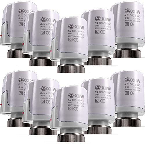 10x Thermot Stellmotor Fussbodenheizung 230V stromlos geschlossen M30x1,5NC | Thermischer Stellantrieb für Fußbodenheizung Heizkörper Heizkreisverteiler