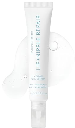 Lip & Nipple Repair Oil Serum, Vegan Lanolin Free Nipple Cream for Breastfeeding, Soothing and Hydrating Chamomile & Rosemary Serum for Cracked Nipples, Chapped Lips & Dry Cuticles, 0.8 Oz