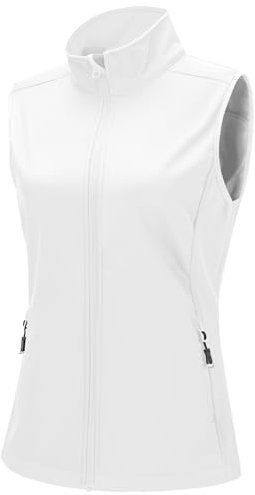 33,000ft Women's Softshell Full Zip Gilet Fleece Lined Windproof Vest Outerwear Lightweight Sleeveless Jacket for Running Hiking Golf Cream 3XL/UK22