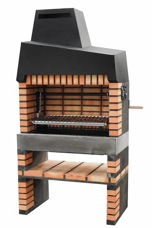 MOVELAR - Barbacoa de Obra Prefabricada de Leña y Carbón Modelo California Plus XL (Gris, Naranja - 110 x 64 x 225 cm) REF: M00136 - Cocina de Exterior con Parrilla Inox para Jardín y Terraza