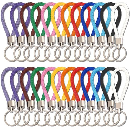 CZAYEFNH Porte-clés en Cuir - Lot de 24 Porte-clés Pendentif de Voiture Tressés, Multicolores - Parfait pour les Hommes et les Femmes à la Mode