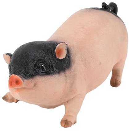 Qcwwy Gartenstatue Schwein 26cm, witterungsbeständiges Harz | 822g solides Gewicht verhindert Umfallen, lebensechte Optik mit niedlichen Gesichtszügen, dekorative Figur für Beet