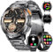 Montre Connectée Homme avec Lampe de Poche LED 1.43″AMOLED Smartwatch Homme Appel Bluetooth pour Android iOS 530 mAh Montre Homme Connectée Acier Noir Fréquence Cardiaque Santé Moniteur,3 Bracelets