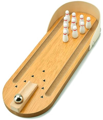 Tisch Mini Bowling Spiele, Holz Mini Bowling Spielzeug, Tischbowling, Mini Bowlingbahn, Bowling Brettspiele, Stressabbau Fingerspielzeug, Geschicklichkeitsspiel, für Kinder und Erwachsene
