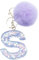 Xsclpomddy Mädchen Alphabet Buchstaben Schlüsselanhänger Niedlich Schlüsselanhänger Glitzer mit Pom Pom Quasten Harz Keychain Violett für Tasche Charme,S