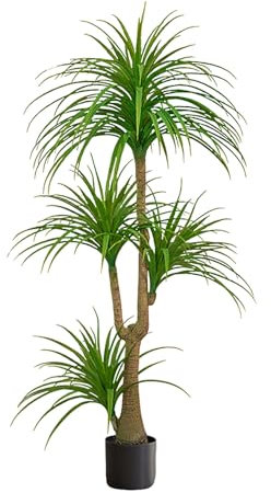 SARKEY Dracena Artificiale Alta, Pianta Finta da Interno E Esterno con Foglie Verdi Realistiche, Yucca Artificiale, Palme Finte, per Casa, Ufficio, Angolo, Decorazione Interna Ed Esterna(160cm)