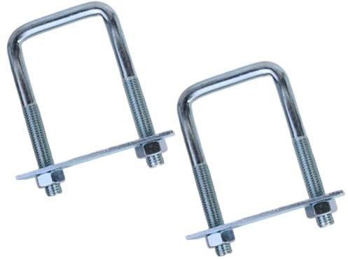 YANGSHINE Lot de 2 boulons carrés en U avec plaques, M8 50 x 100 mm, boulons résistants à la corrosion en forme de U, colliers de serrage en U anti-oxydation pour remorque, automobile, fixation à