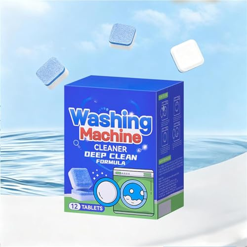 Washing Machine Cleaner Tablets, Active Enzyme Cleaner for Top Load Washers, Eco-Friendly Freshener & Deodorizer,12 Pack/Box (1)
