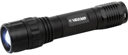Velamp PANTHER Torcia Led ricaricabile super luminosa (800lm, CREE XHL). Interruttore tattico. Focus regolabile.Impermeabile, ideale industria e campeggio. IPX4, Nero