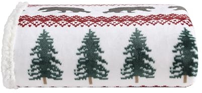 Eddie Bauer Ultra-Plush Collection Überwurfdecke - Sherpa-Fleece-Bezug, weich und gemütlich, perfekt für Bett oder Couch, Grizzly Peak Red