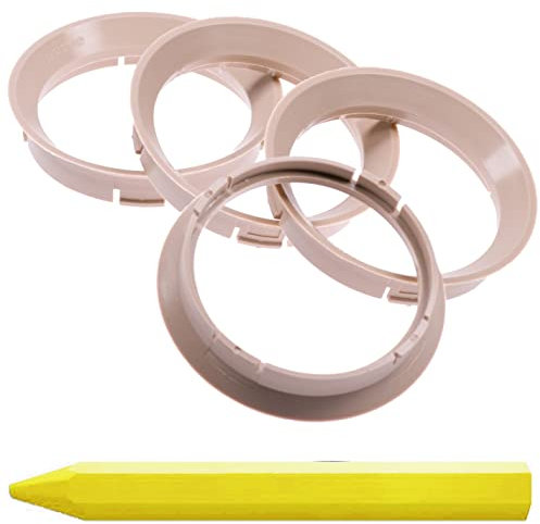 4X Zentrierringe Beige 64,0 mm x 57,1 mm + 1x Reifen Kreide Fett Stift