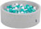 KiddyMoon Bällebad 90X30cm/200 Bälle ∅ 7Cm Bällepool Mit Bunten Bällen Für Babys Kinder Rund, Hellgrau:Helltürkis/Weiß/Transparent/Türkis