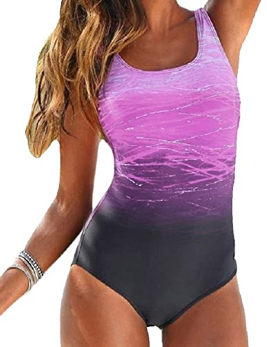 Sweetneed chida yi Costume Intero Donna Costume Intero Sportivo Costumi Interi con Coppe Imbottiti Push Up Costume Contenitivo Pancia Curvy Beachwear