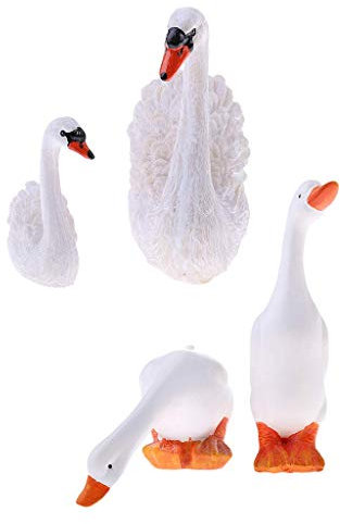 Tubayia 2 Paar Gartenfigur Schwan & Ente Figur Skulptur für Haus Garten Rasen Dekoration
