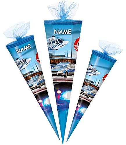 alles-meine.de GmbH personalisierte 3D LED Licht & Leucht - Schleife - verschiedenes Zubehör frei wählbar - passend für Schultüte - Polizei Auto - Fahrzeug & Helikopter - 50 ..