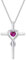 Damen Halskette mit Unendlichkeit Symbol Kreuz Anhänger Kette Infinity aus 925 Sterling Silber mit Synthetischer Rubin Edelstein Herz Form Juli Geburtsstein - Verstellbar Kettenlänge: 40 + 5 cm