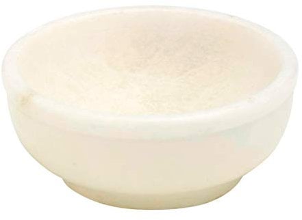 RÄUCHERSCHALE aus SPECKSTEIN Weiss [Durchmesser 7.5 cm, Höhe 3 cm] RUNDE FEUERFESTE Schale zum RÄUCHERN auf Kohle – Handarbeit aus Indien – MaMeMi