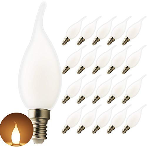 20er Pack LED Lampe Energiesparlampe E14 C35L LED Birne 5 Watt 450 Lumen,warmweiss 2700K Abstrahlwinkel 270° Nicht Dimmbar, AC 220V-240V,Glas.Ideale Lichtquelle für Kronleuchter