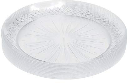 Pack of 24 Clear Hard Plastic Dinner Plates ~ 25cm (10inch) ~ Elegant Party Serving Plates ~ Multi-use ~ Great for Parties, Weddings, Catered Events Christmas
