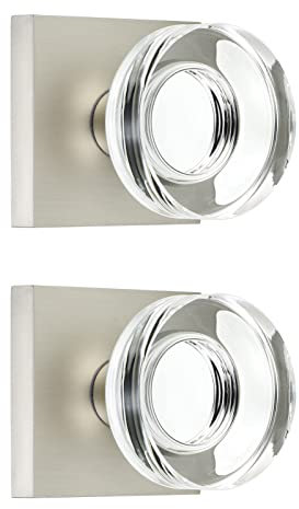 COOLNEWS Door Knobs Dummy,Square Plate (2, Satin Nickel)