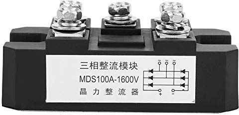MDS-100A 1600V 5 Klemmen 3-Phasen-Vollweg-Diodenmodul Brückengleichrichter für AC/DC-Motorantrieb, schwarz