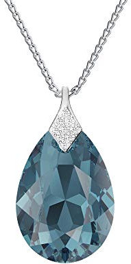 Panda-Jewellery Kette Damen - Silber 925 - Elegante und Moderne Schmuck - Tropfenförmige Silber Kette mit Kristallanhänger in Montana-Farben - Perfekt für jeden Anlass