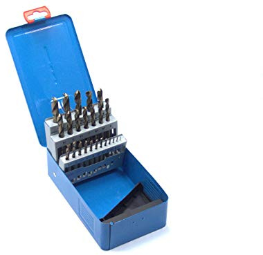 WSH-TOOLS Spiralbohrer – Satz HSSE-Co5, mit H6 Präzisionsschliff, 24-teilig nach DIN338 + DIN1412C Kreuzausspitzung + Kernlochbohrer in Metallbox