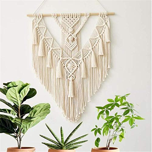 BMIDRUT Makramee-Wandteppich zum Aufhängen, gewebt, Boho-Wandkunst, handgefertigter Makramee-Wandteppich, Heimdekoration, Wanddekoration (45 x 70 cm)