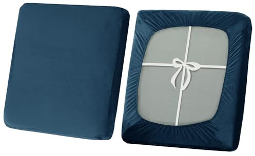 SYLC Sofa Sitzkissenbezug, Stretch Sitzkissenbezug rutschfest Mit Krawatten, Samt Überzüge Für Wohnwagen Polster Sitzbezüge Für Sofa(Blue,Großer 1-Sitzer)