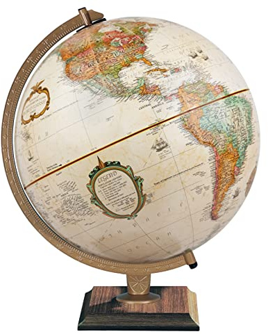 Replogle World Classic Globe, 12 Desktop World Globe For Home or Office Desk Decor, Raised Relief, Up-to-date Cartography, Made in the USA, Antique