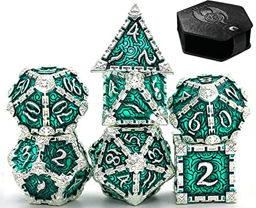 World of Dice - Deadly Dagger Serie - Pen & Paper Metallwürfelset, Würfelset für Dungeons and Dragons, DSA, 7 Würfel, W4 bis W20