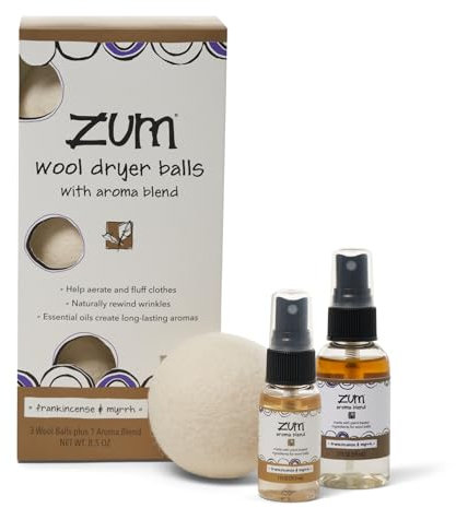 Indigo Wild, Zum Clean, Wool Dryer Balls With Aroma Blend, Frankincense & Myrrh, 4 Pieces