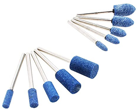 SUOYATE Lot de 10 forets à pierre de 3 mm, 4-10 mm, tige de 3 mm, tête de meulage abrasive, pour gravure, découpe, polissage - Bleu