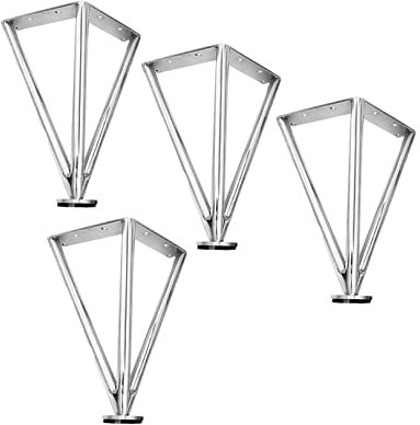 Metall Möbelfüße Dreieck Tischbeine Austauschbare Möbelbeine DIY Möbelbeine Geeignet für Couchtisch TV Schrank Sofa,mit Schrauben Silber 4 Stück (20cm)