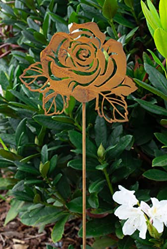 B2S BACK2SEASON Metall Stecker Rose zum Stecken Edelrost Frühlingsdeko Gartenstecker H=77 cm