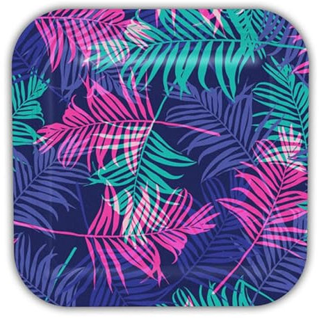 Solas SOLAS Biodegradable & Fully Compostable Navy Tropical Plates | Beautifully Designed Stylish Eco Friendly Disposable Tropical Party Plates | Pack of 20 | 9 Inch Tropical Paper Plates (Navy Leaf)