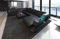 XXL Sofa Wohnlandschaft Ravenna Ledersofa U Form - mit LED Beleuchtung, verstellbare Kopfstützen, Recamiere/Lederfarben wählbar/Ausrichtung wählbar (Ottomane rechts, Black)
