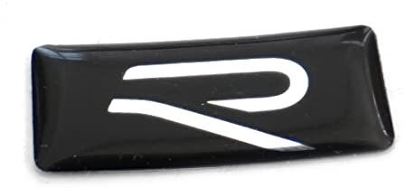 Original VW Emblem R Logo Sticker Tuning Plakette Design Aufkleber, selbstklebend, schwarz/Chrom