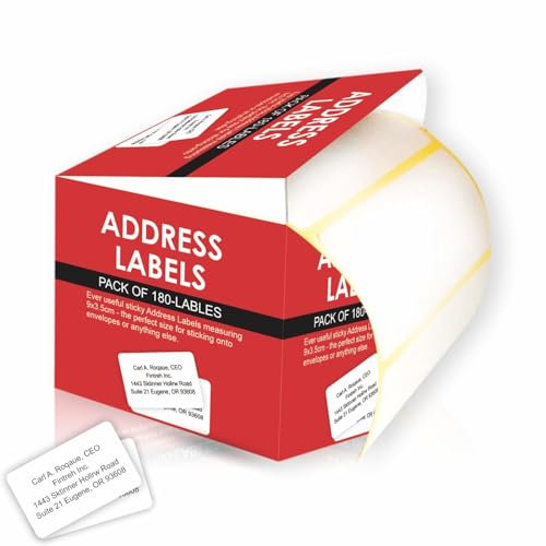 Adhesive Address Labels Blank Postage Stickers Removable Freezer Food Labels Stickers Self Adhesive Name Labels for File Envelopes Rounded Corners White in Color 9X3.5cm in Size (Pack of 180pc)