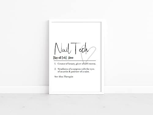 Nail Tech Definition Print, Nail artist gift, personalised Nail Technician gift, Beautician gift, Present for Nail artist, thank you gift (A4)