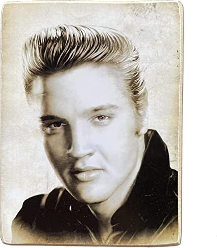 Magnet (Magnet) Serie berühmte Schauspieler Elvis Presley Vintage Sammlerstück Druck auf Holz 10 x 6 cm